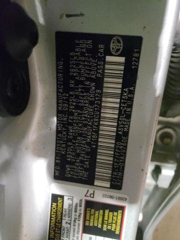 Photo 10 from auction – 2012 TOYOTA CAMRY BASE with VIN 4T1BF1FK8CU173179