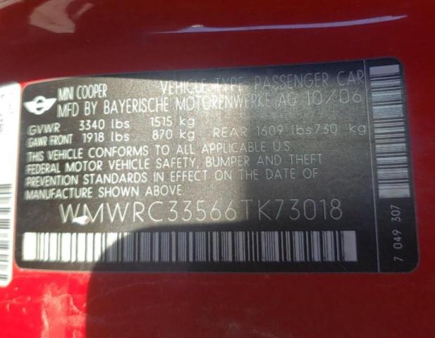 Photo 10 from auction – 2006 MINI COOPER with VIN WMWRC33566TK73018