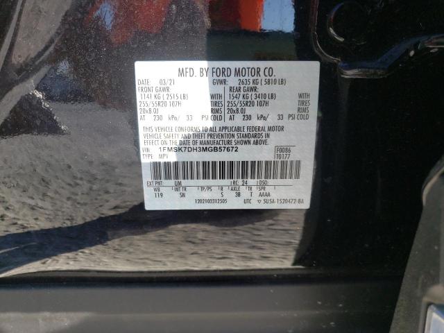 Photo 10 from auction – 2021 FORD EXPLORER X with VIN 1FMSK7DH3MGB57672