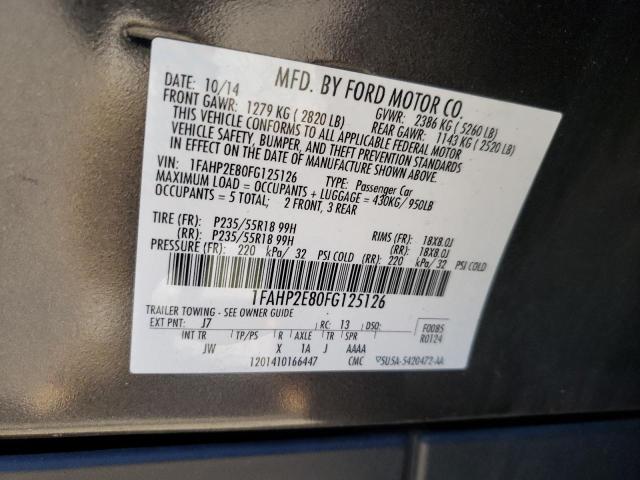 Photo 10 from auction – 2015 FORD TAURUS SEL with VIN 1FAHP2E80FG125126