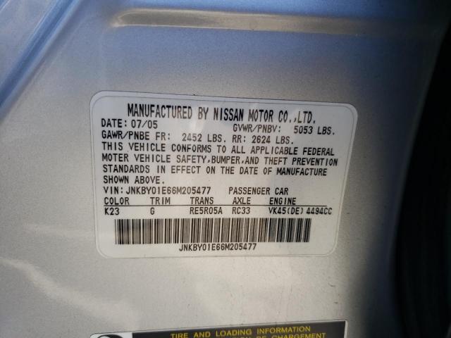 Photo 10 from auction – 2006 INFINITI M45 BASE with VIN JNKBY01E66M205477