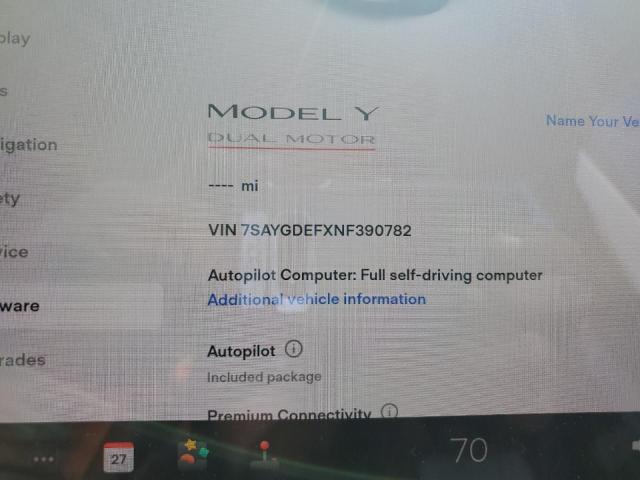 Photo 8 from auction – 2022 TESLA MODEL Y with VIN 7SAYGDEFXNF390782
