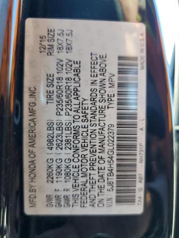 Photo 10 from auction – 2016 ACURA RDX TECHNO with VIN 5J8TB4H54GL022379