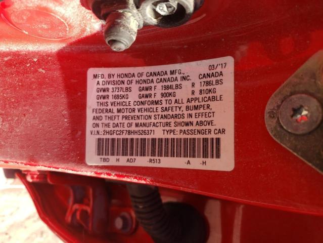 Photo 10 from auction – 2017 HONDA CIVIC EX with VIN 2HGFC2F78HH526371