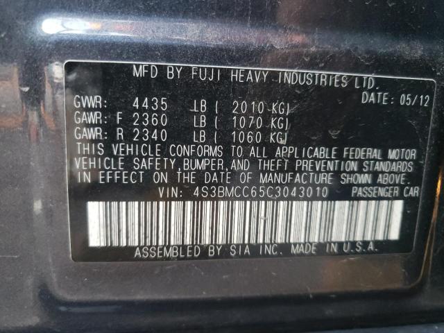 Photo 10 from auction – 2012 SUBARU LEGACY 2.5 with VIN 4S3BMCC65C3043010
