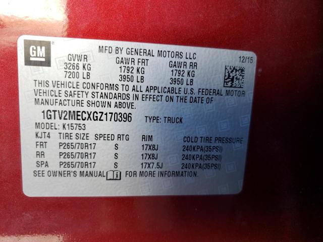 Photo 10 from auction – 2016 GMC SIERRA K15 with VIN 1GTV2MECXGZ170396