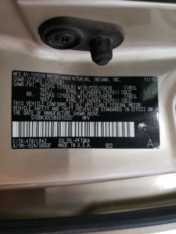 Photo 10 from auction – 2011 TOYOTA SIENNA XLE with VIN 5TDDK3DC5BS015207