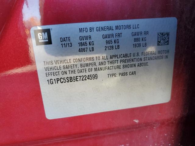 Photo 10 from auction – 2014 CHEVROLET CRUZE LT with VIN 1G1PC5SB9E7224599