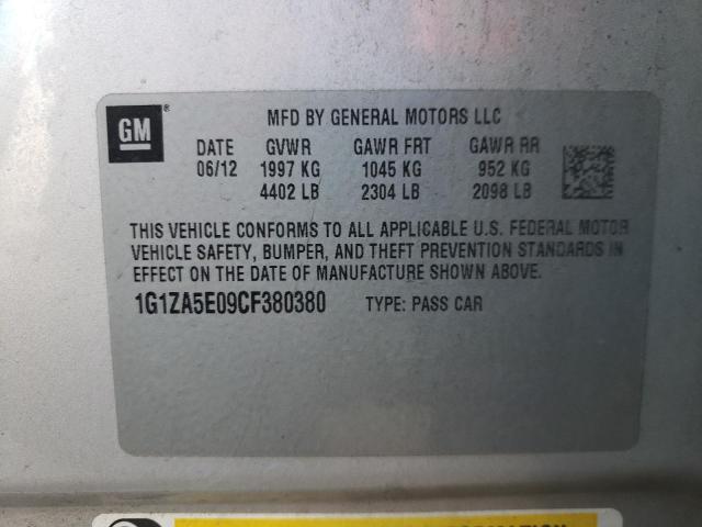 Photo 10 from auction – 2012 CHEVROLET MALIBU LS with VIN 1G1ZA5E09CF380380