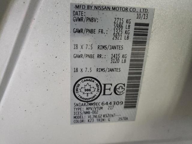 Photo 10 from auction – 2014 NISSAN PATHFINDER with VIN 5N1AR2MM9EC644309