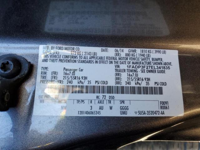 Photo 10 from auction – 2014 FORD FOCUS SE with VIN 1FADP3F27EL341835