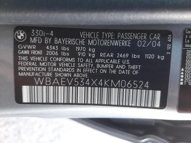 Photo 10 from auction – 2004 BMW 330 I with VIN WBAEV534X4KM06524