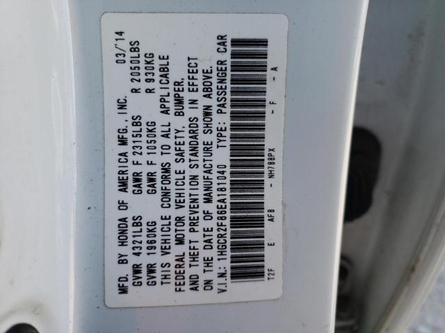 Photo 10 from auction – 2014 HONDA ACCORD EXL with VIN 1HGCR2F86EA181040