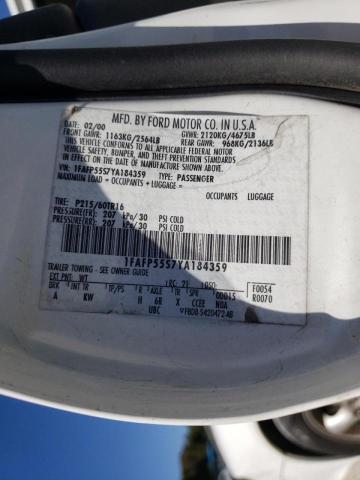 Photo 10 from auction – 2000 FORD TAURUS SES with VIN 1FAFP55S7YA184359