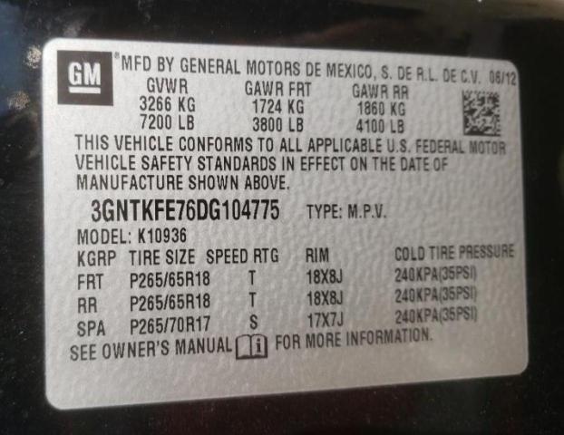 Photo 10 from auction – 2013 CHEVROLET AVALANCHE with VIN 3GNTKFE76DG104775