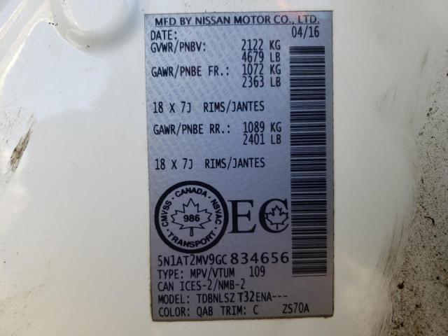 Photo 10 from auction – 2016 NISSAN ROGUE S with VIN 5N1AT2MV9GC834656
