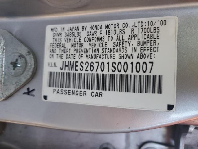 Photo 10 from auction – 2001 HONDA CIVIC EX with VIN JHMES26701S001007