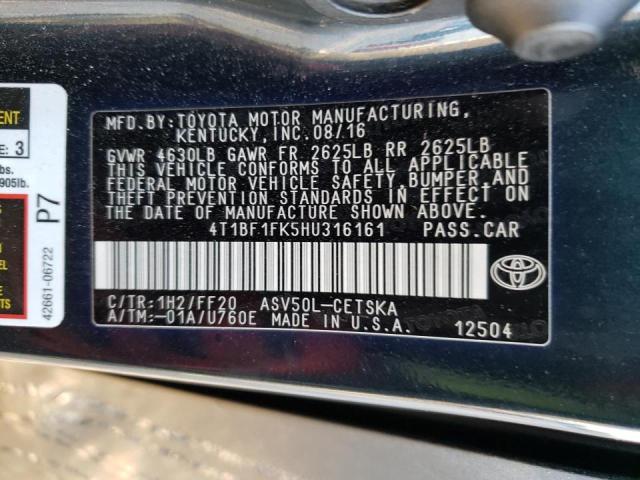 Photo 10 from auction – 2017 TOYOTA CAMRY LE with VIN 4T1BF1FK5HU316161