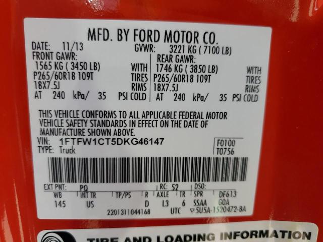 Photo 10 from auction – 2013 FORD F150 SUPER with VIN 1FTFW1CT5DKG46147