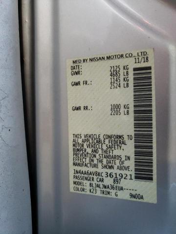 Photo 10 from auction – 2019 NISSAN MAXIMA S with VIN 1N4AA6AV8KC361921