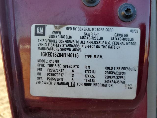 Photo 10 from auction – 2004 GMC YUKON with VIN 1GKEC13Z04R140116