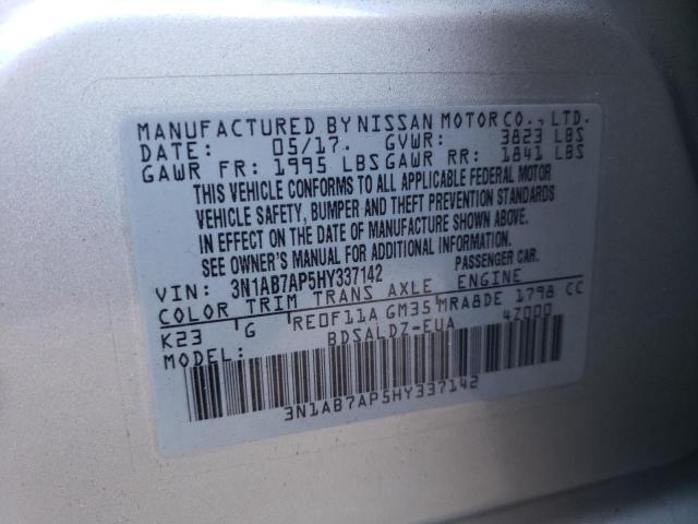 Photo 10 from auction – 2017 NISSAN SENTRA S with VIN 3N1AB7AP5HY337142