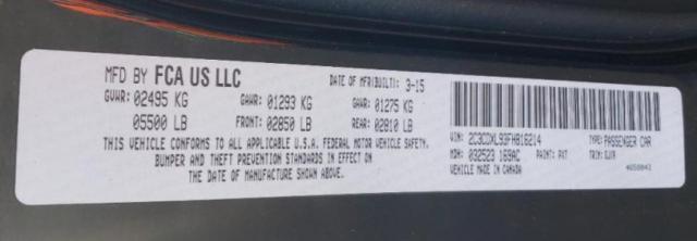 Photo 10 from auction – 2015 DODGE CHARGER SR with VIN 2C3CDXL93FH816214