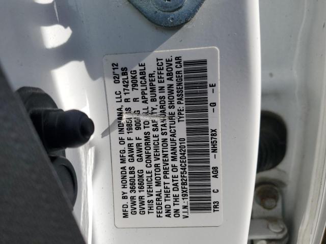Photo 10 from auction – 2012 HONDA CIVIC LX with VIN 19XFB2F54CE042010