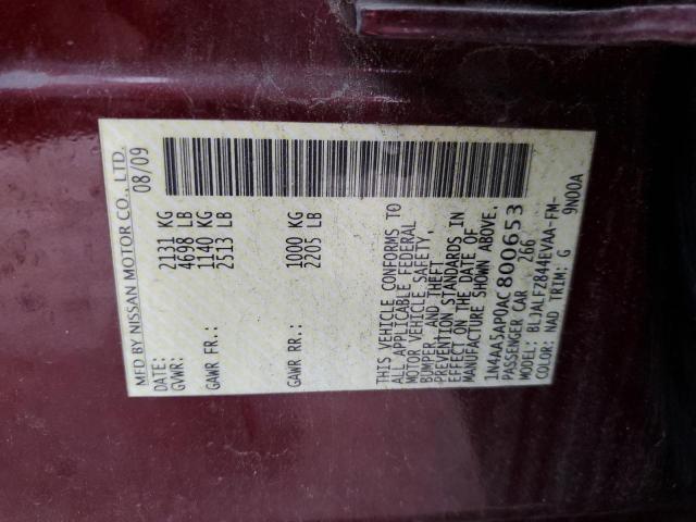 Photo 10 from auction – 2010 NISSAN MAXIMA S with VIN 1N4AA5AP0AC800653
