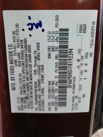 Photo 10 from auction – 2015 FORD FUSION SE with VIN 3FA6P0HD1FR192394