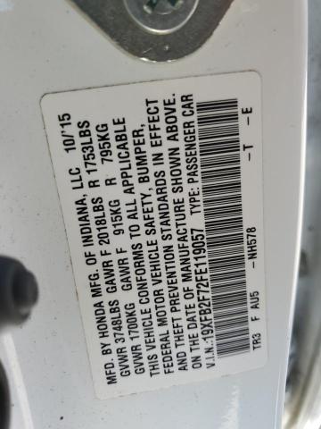 Photo 10 from auction – 2015 HONDA CIVIC SE with VIN 19XFB2F72FE119057
