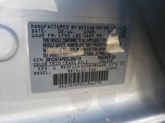 Photo 10 from auction – 2016 NISSAN VERSA S with VIN 3N1CN7AP0GL866770