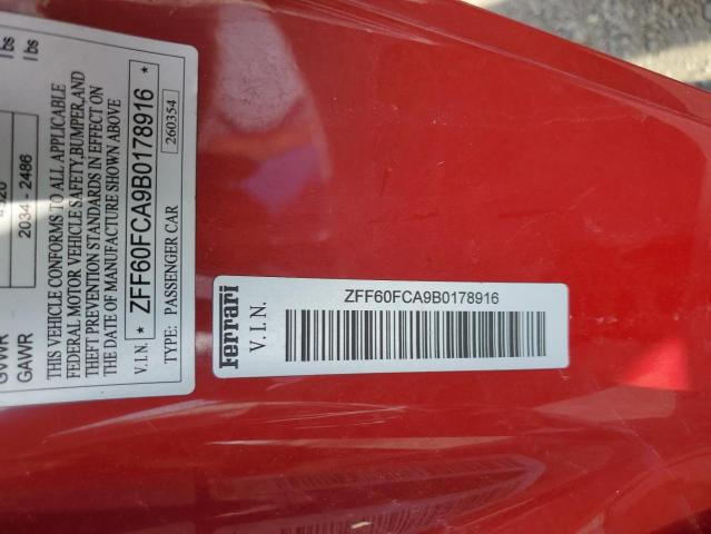 Photo 10 from auction – 2011 FERRARI 599 GTB FI with VIN ZFF60FCA9B0178916