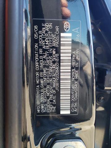 Photo 10 from auction – 2008 TOYOTA YARIS with VIN JTDBT923284031878