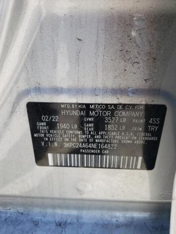 Photo 10 from auction – 2022 HYUNDAI ACCENT SE with VIN 3KPC24A64NE164822