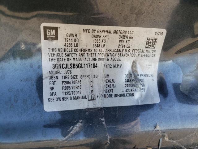 Photo 10 from auction – 2016 CHEVROLET TRAX 1LT with VIN 3GNCJLSB5GL117104