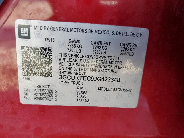Photo 10 from auction – 2018 CHEVROLET SILVERADO with VIN 3GCUKTEC9JG423348