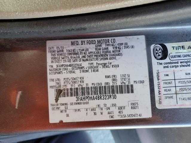 Photo 10 from auction – 2011 FORD FUSION SE with VIN 3FAHP0HA4BR323830