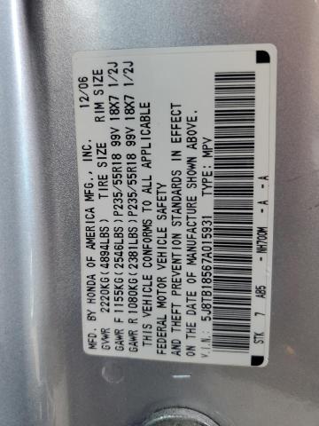 Photo 10 from auction – 2007 ACURA RDX TECHNO with VIN 5J8TB18567A015931