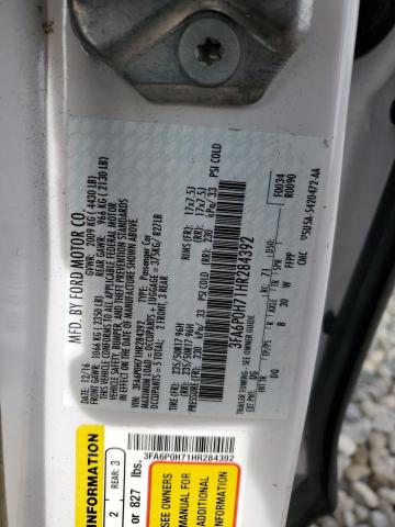 Photo 10 from auction – 2017 FORD FUSION SE with VIN 3FA6P0H71HR284392