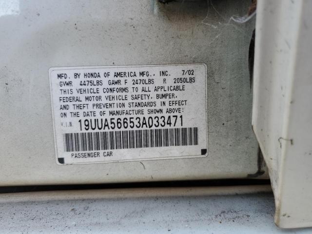 Photo 10 from auction – 2003 ACURA 3.2TL with VIN 19UUA56653A033471