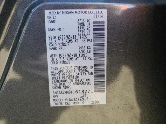 Photo 10 from auction – 2015 NISSAN PATHFINDER with VIN 5N1AR2MN9FC618271