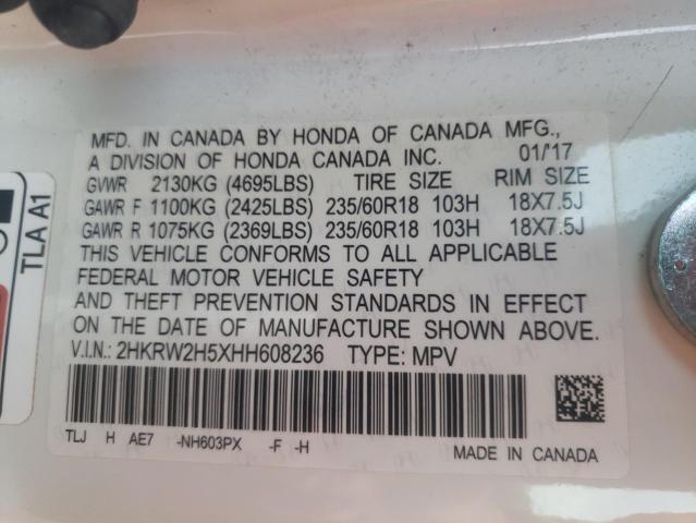 Photo 10 from auction – 2017 HONDA CR-V EX with VIN 2HKRW2H5XHH608236