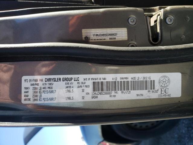 Photo 10 from auction – 2012 JEEP COMPASS with VIN 1C4NJCAB5CD666837