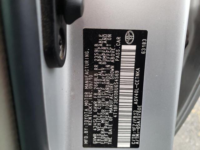 Photo 10 from auction – 2011 TOYOTA CAMRY BASE with VIN 4T1BF3EK0BU654569