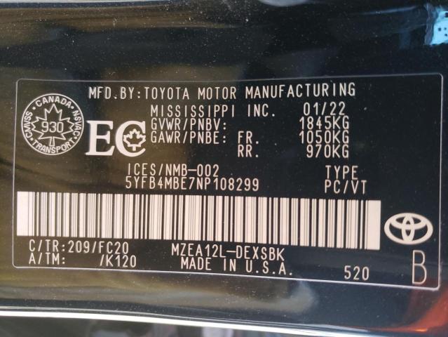 Photo 10 from auction – 2022 TOYOTA COROLLA SE with VIN 5YFB4MBE7NP108299