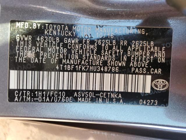 Photo 10 from auction – 2017 TOYOTA CAMRY LE A with VIN 4T1BF1FK7HU348786