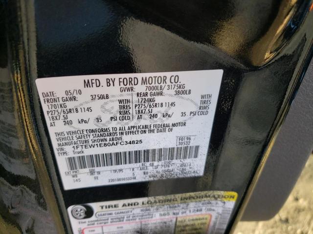 Photo 10 from auction – 2010 FORD F150 SUPER with VIN 1FTEW1E80AFC34825