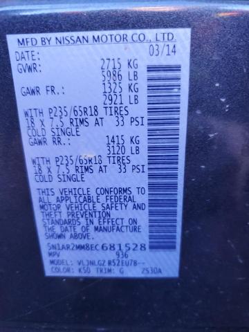 Photo 10 from auction – 2014 NISSAN PATHFINDER with VIN 5N1AR2MM8EC681528