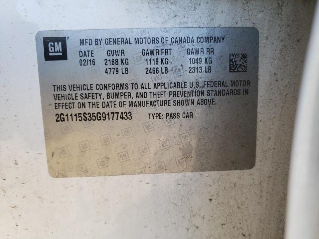 Photo 10 from auction – 2016 CHEVROLET IMPALA LT with VIN 2G1115S35G9177433